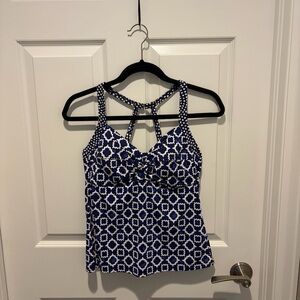 Title Nine Navy and White Patterned Swim Tankini